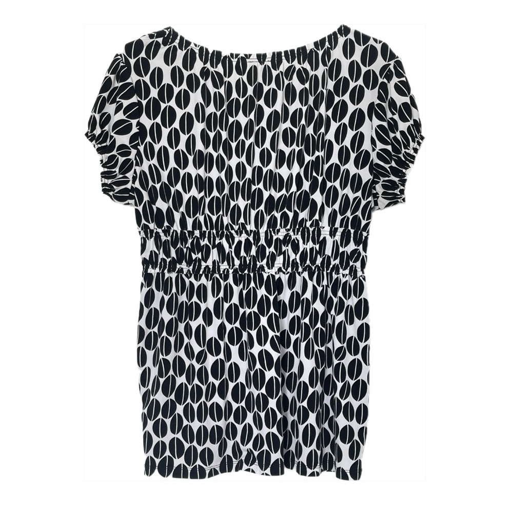 Worthington stretchy flowy black and white blouse short sleeve size Large - Picture 2 of 4